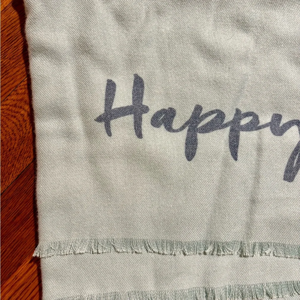 Collection Eighteen Women’s Light Blue “Happy” Scarf with fringed edge